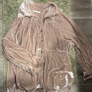 Free People Velvet Utility Jacket in Tan